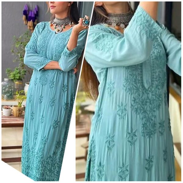 Glorious Pastel Green Muslin Chikankari Kurta