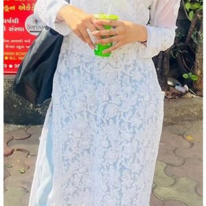 Refreshing Summer Cool White Chiffon Chikankari Kurta