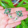 Antique Talwar Style Meenakari Green Mutistone Earrings