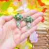 Antique Talwar Style Meenakari Green Mutistone Earrings