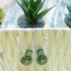 Splendid Tribal Look Meenakari Green Unique Shaped Mutistone Earrings