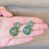 Splendid Tribal Look Meenakari Green Unique Shaped Mutistone Earrings