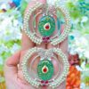 Attractive Meenakari Stone Studded Green Moti Butterfly Chandbalis