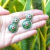 Splendid Tribal Look Meenakari Green Unique Shaped Mutistone Earrings