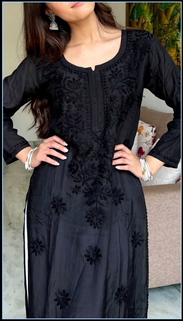 Enchanting Royal Black Modal Chikankari Outfit