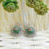 Striking Tribal Look Meenakari Green Unique Shaped Mutistone Earrings