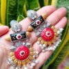 Super Gorgeous Antique Style Red Black Surajmukhi Earrings