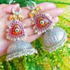 Grand Multistone Moon Style Tanjore Elephant Moti Jhumkas