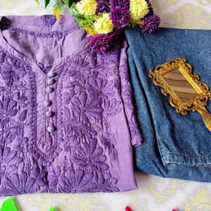 Trendy Muslin Lavender Chikankari Outfit