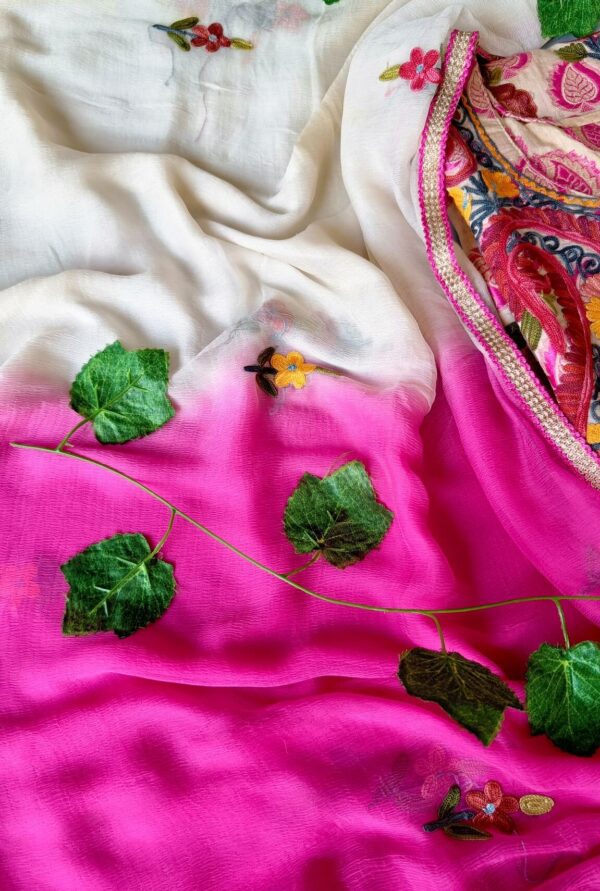 Blooming Pink Chanderi Multicolor Kashmiri Work Outfit