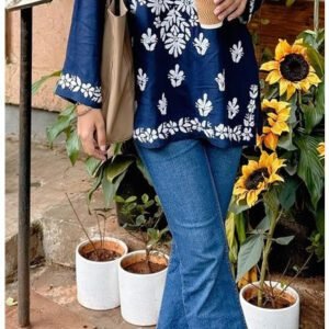 Fashionable Gorgeous Navy Blue Modal Chikankari Outfit