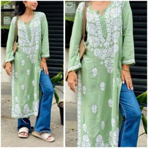 Relaxing Pastel Green Modal Chikankari Outfit