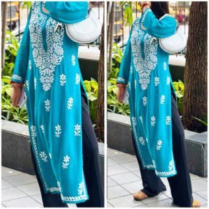 Radiant Cobalt Blue Modal Chikankari Outfit