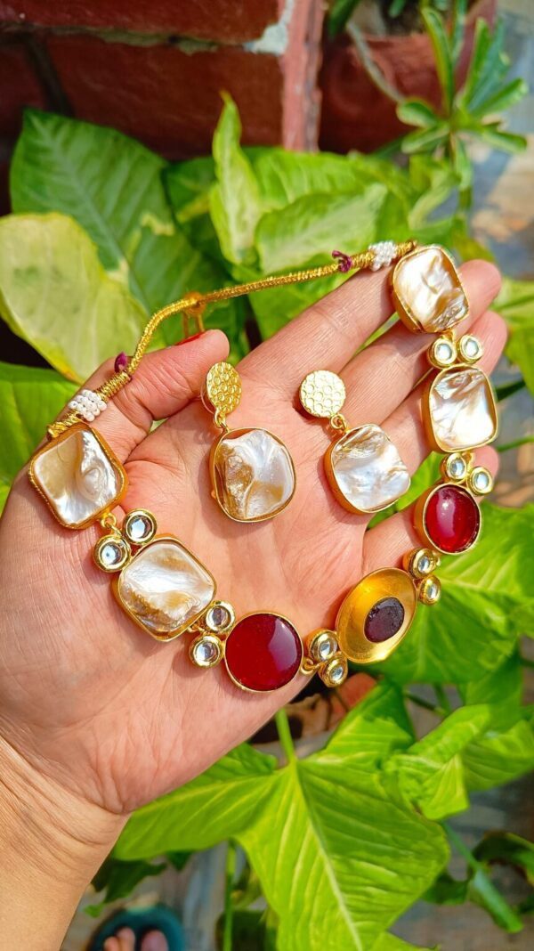 Exclusive Multicolor Lightweight Stone Kundan Necklace Set