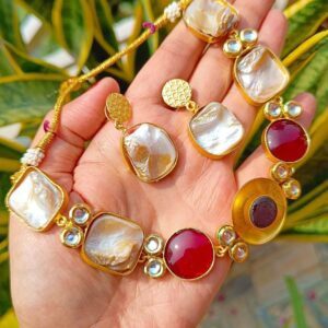 Exclusive Multicolor Lightweight Stone Kundan Necklace Set