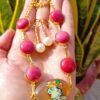 Classic Style Multistone Handpainted Krishna Tanjore Necklace Set