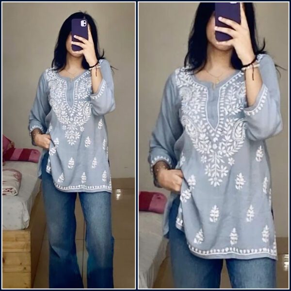 Fabulous Grey Modal Chikankari Outfit