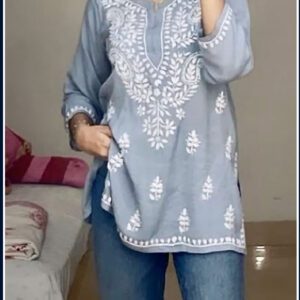 Fabulous Grey Modal Chikankari Outfit