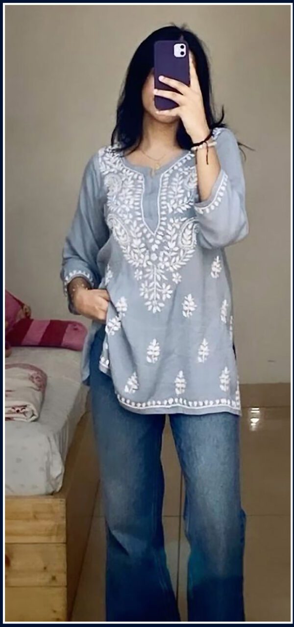 Fabulous Grey Modal Chikankari Outfit