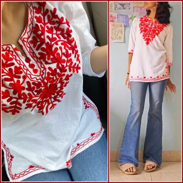 Super Trendy White Red Casual Outfit