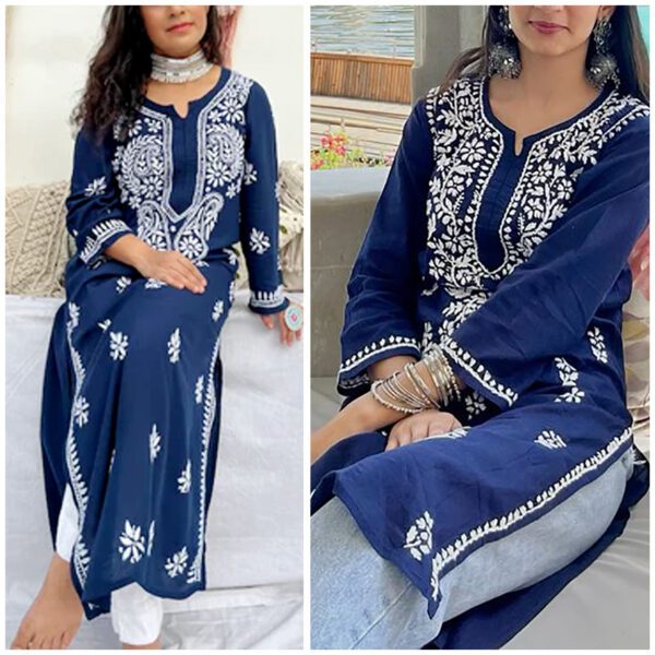 Relaxing Navy Blue Modal Chikankari Outfit