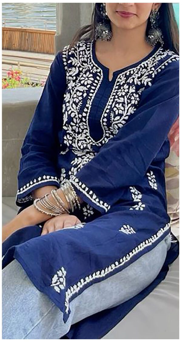 Relaxing Navy Blue Modal Chikankari Outfit