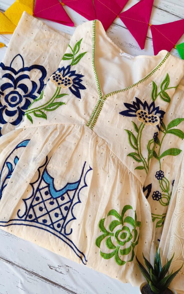 Summer Cool Off White Multi Embroidered Outfit