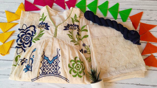 Summer Cool Off White Multi Embroidered Outfit