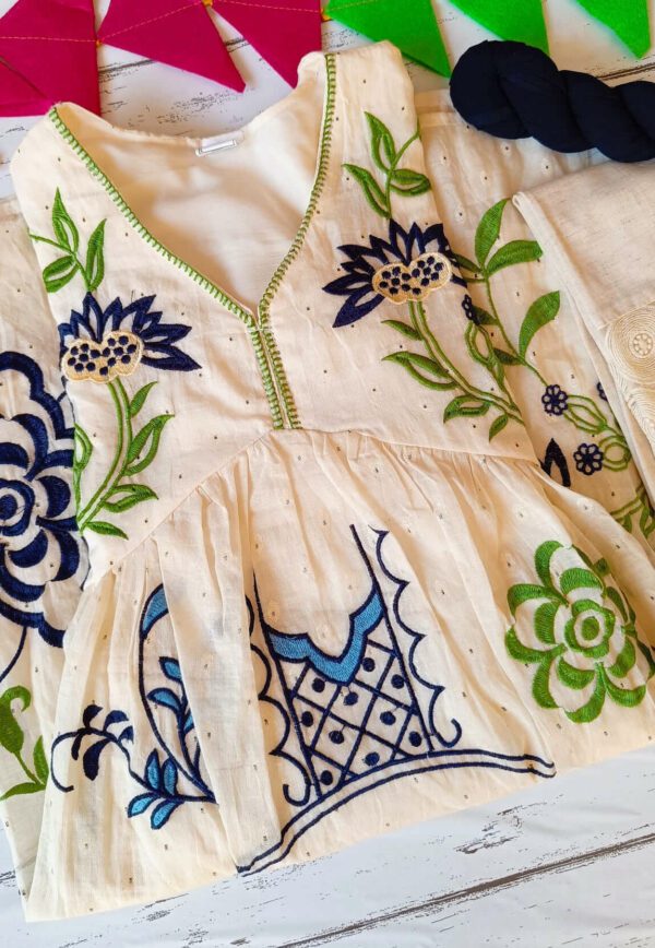 Summer Cool Off White Multi Embroidered Outfit