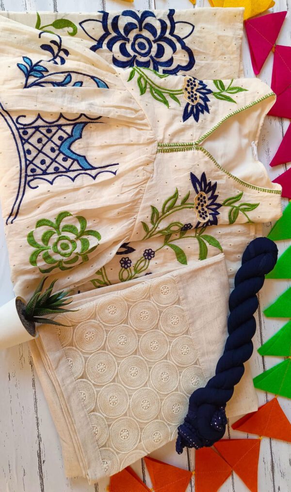 Summer Cool Off White Multi Embroidered Outfit