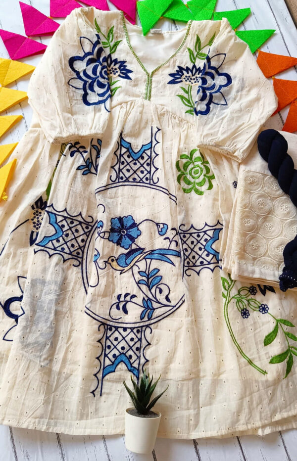 Summer Cool Off White Multi Embroidered Outfit
