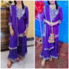 Impressive Ethnic Purple Sharara Outfit