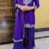 Impressive Ethnic Purple Sharara Outfit