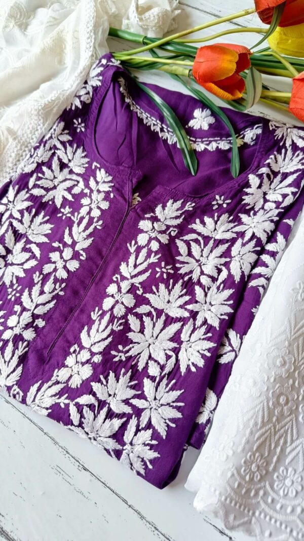 Dramatic Solid Purple Chikankari Outfit