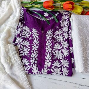 Dramatic Solid Purple Chikankari Outfit