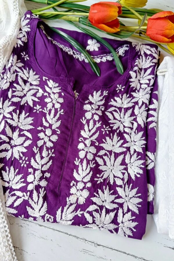 Dramatic Solid Purple Chikankari Outfit