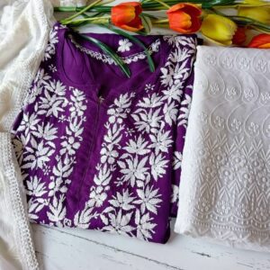 Dramatic Solid Purple Chikankari Outfit