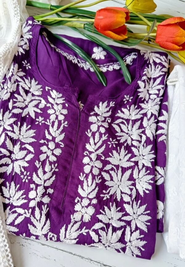 Dramatic Solid Purple Chikankari Outfit