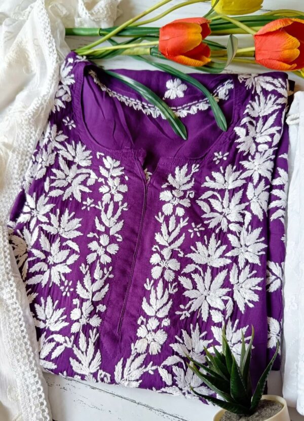 Dramatic Solid Purple Chikankari Outfit