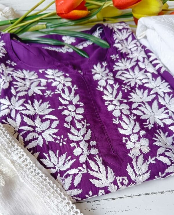 Dramatic Solid Purple Chikankari Outfit
