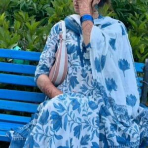 Summer Cool Breathable Blue White Floral Outfit