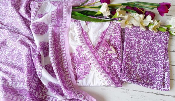 Easy Breezy Cotton Lavender Blockprint Outfit