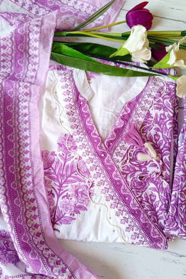 Easy Breezy Cotton Lavender Blockprint Outfit