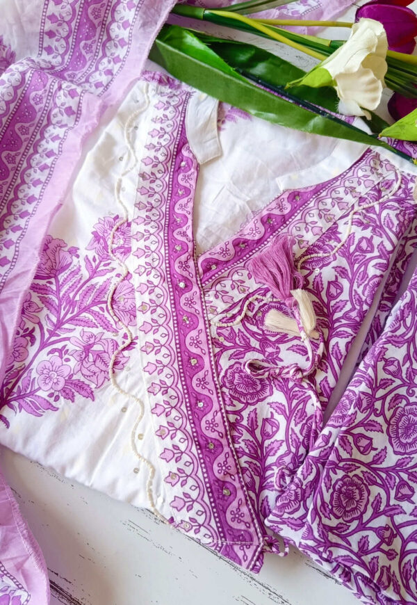 Easy Breezy Cotton Lavender Blockprint Outfit