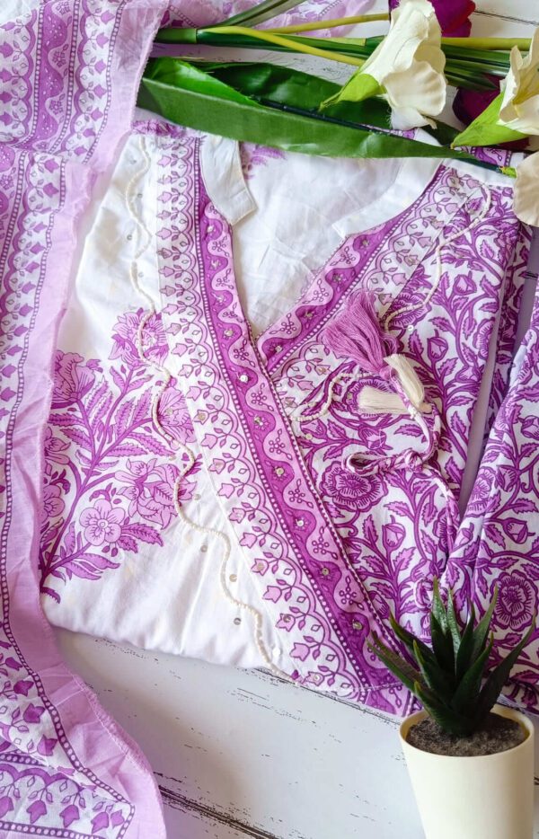 Easy Breezy Cotton Lavender Blockprint Outfit