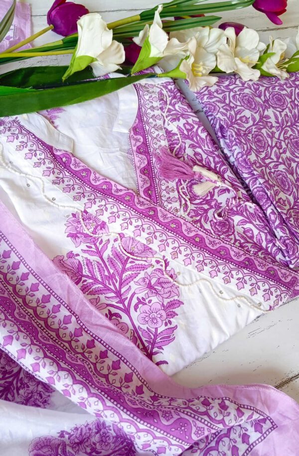 Easy Breezy Cotton Lavender Blockprint Outfit