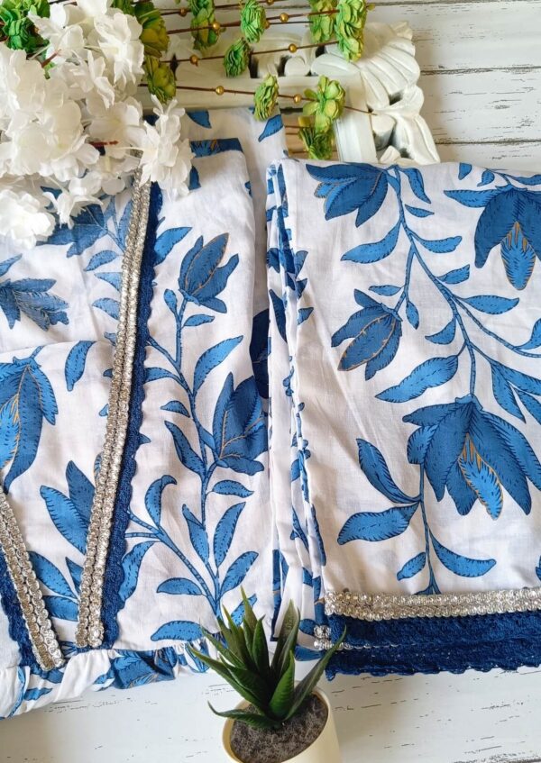 Summer Soothing Cotton Blue White Floral Outfit