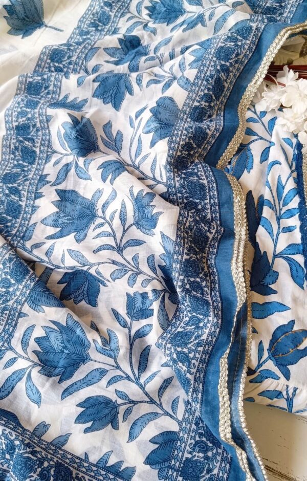 Summer Soothing Cotton Blue White Floral Outfit