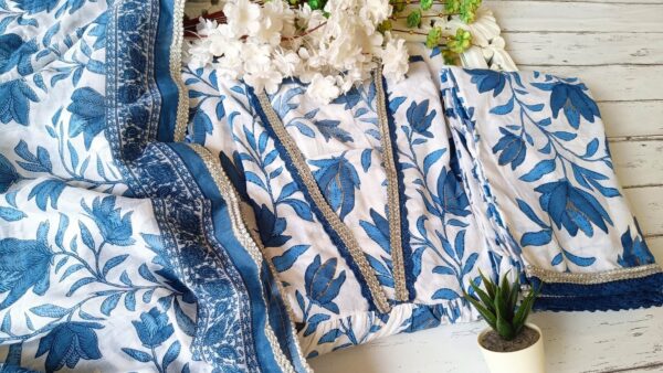 Summer Soothing Cotton Blue White Floral Outfit
