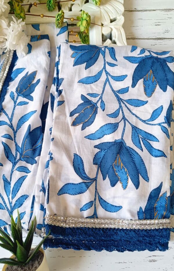 Summer Soothing Cotton Blue White Floral Outfit
